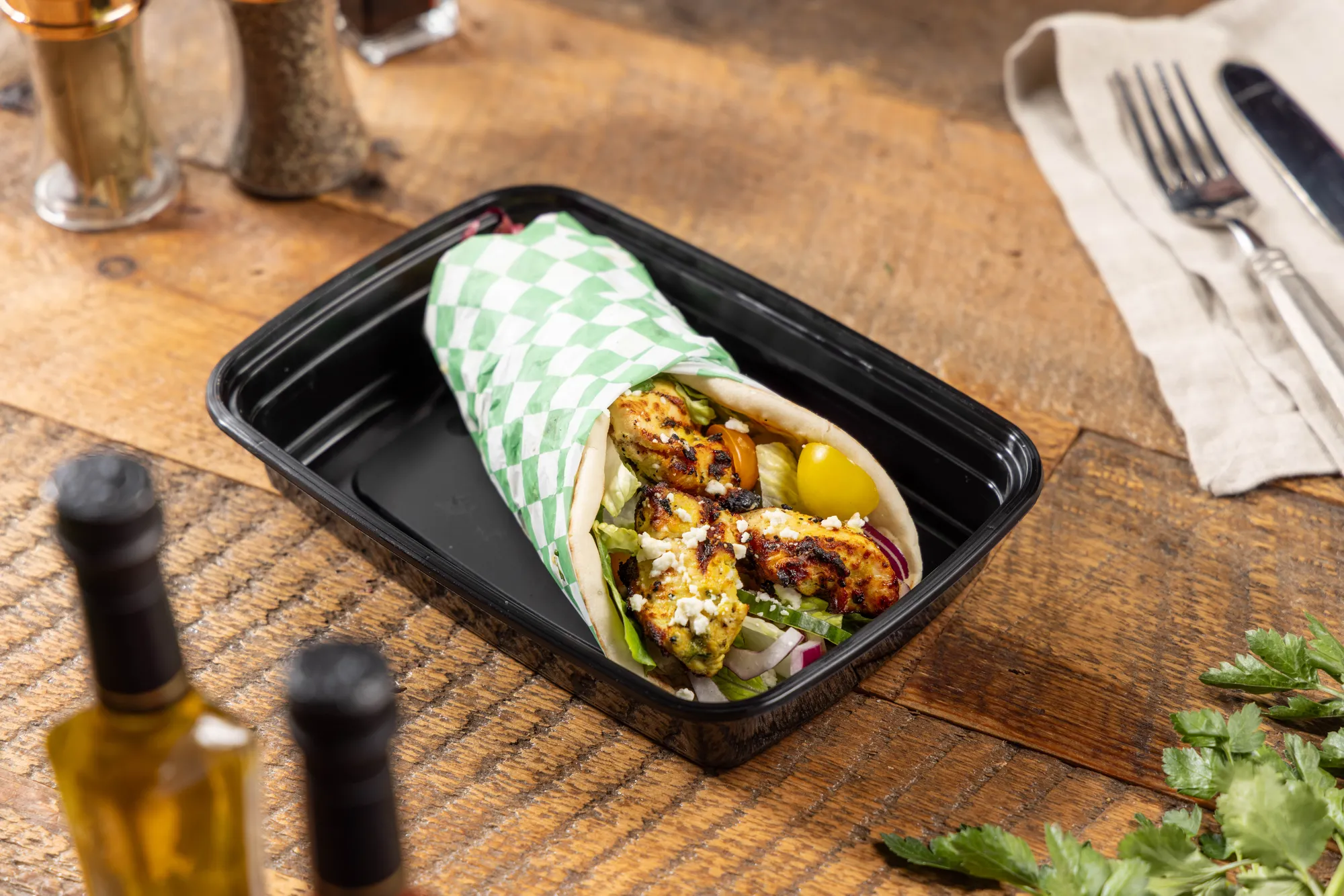 Gyro pita wrap from Ikaria Kitchen